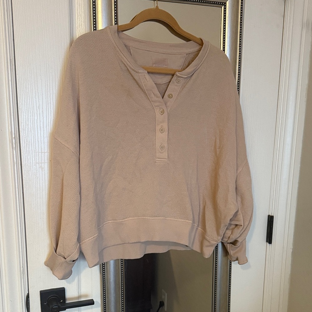 American Eagle Outfitters Tan Button-Up Sweatshirt